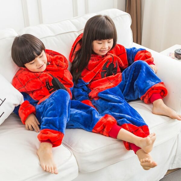 Ensemble de surpyjama à capuche de spider-man pour garçon et fille_1