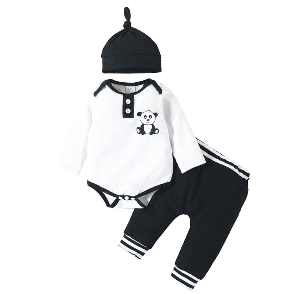 Ensemble de surpyjama d'hiver pour bébé avec impression en panda Blanc noir 12-18 mois