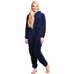 SurPyjama en polaire pour adolescents en forme de grenouillère Bleu marine XL