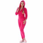 SurPyjama en polaire pour adolescents en forme de grenouillère Rose vif XS