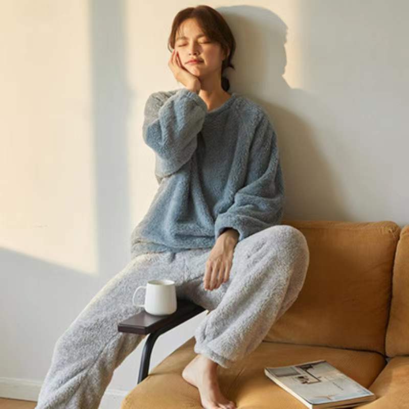 Surpyjama 2 pièces polaire en molleton de corail pour femme_3