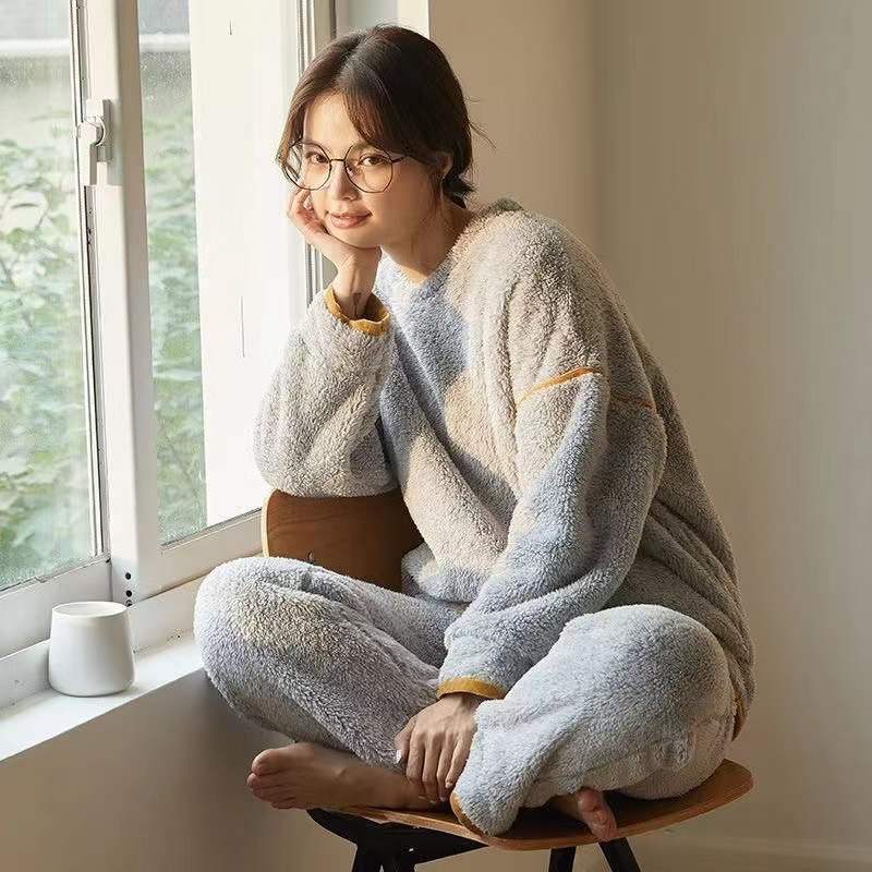 Surpyjama 2 pièces polaire en molleton de corail pour femme_6