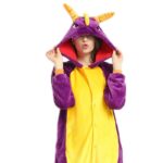 Surpyjama Dragon en flanelle à manches longues pour adulte Violette XL