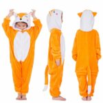 Surpyjama Renard pour enfant pour saison d'hiver à capuche Orange 7-8 ans