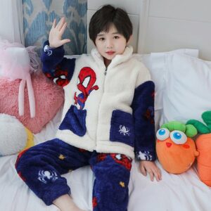 Surpyjama Spider-Man en flanelle épaisse pour enfant avec pochette Blanc 18 145-155CM