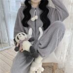 Surpyjama à capuche en forme de lapin pour femme en coton_3