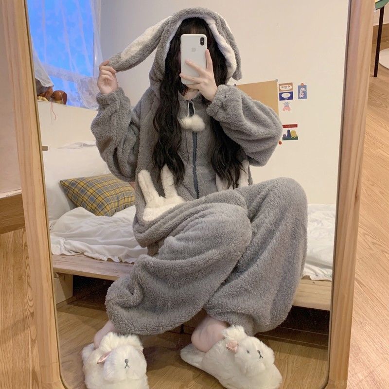 Surpyjama à capuche en forme de lapin pour femme en coton_5