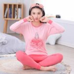 Surpyjama à col rond pour adolescent en coton tricoté Rose 18-19T(170-175cm)