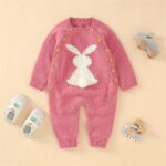 Surpyjama à imprimé lapin tricoté en coton pour bébé_4