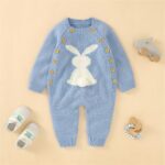 Surpyjama à imprimé lapin tricoté en coton pour bébé_8