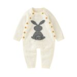 Surpyjama à imprimé lapin tricoté en coton pour bébé Blanche 3-6mois Chine