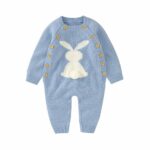 Surpyjama à imprimé lapin tricoté en coton pour bébé Bleue 3-6mois Chine