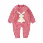 Surpyjama à imprimé lapin tricoté en coton pour bébé Rose 3-6mois Chine