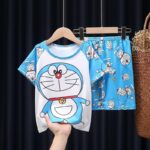 Surpyjama à manches courtes en coton pour enfant à motif chat_2