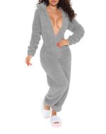 Surpyjama à manches longues avec capuche pour femme en polyester_4