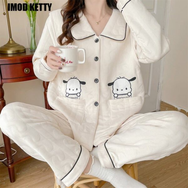 Surpyjama à manches longues en flanelle polaire pour femme_1