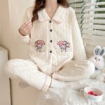 Surpyjama à manches longues en flanelle polaire pour femme_3