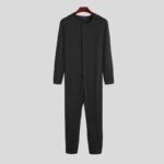 Surpyjama à manches longues sans capuche pour homme en polyester Noire S