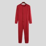 Surpyjama à manches longues sans capuche pour homme en polyester Rouge S