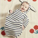 Surpyjama avec oreilles de lapin tricotées pour bébé en coton_2