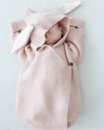 Surpyjama avec oreilles de lapin tricotées pour bébé en coton_3