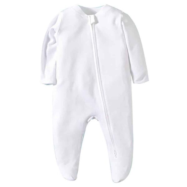 Surpyjama avec pied de couleur unie avec fermeture Éclair pour nouveau-né Blanc China 9-12M