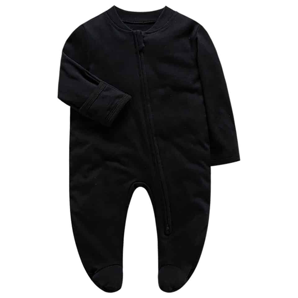 Surpyjama avec pied de couleur unie avec fermeture Éclair pour nouveau-né Noir China 9-12M