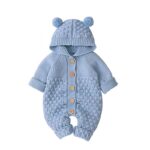 Surpyjama chaud à col rond en tricot pour bébé Bleue 3mois