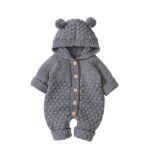 Surpyjama chaud à col rond en tricot pour bébé Grise 3mois