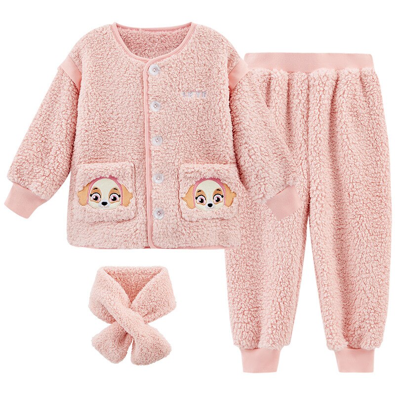 Surpyjama chaud de Pat Patrouille à boutonnage pour enfant Rose 140cm