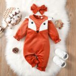 Surpyjama chaud design renard pour nouveau-née avec bandeau Rouge-brun 12-18 mois