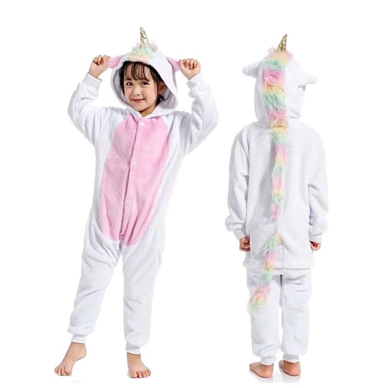 Surpyjama cosplay de licorne en polyester pour enfant Blanche 88-102cm