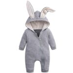 Surpyjama d'Halloween à oreilles de lapin pour bébé en coton Grise 3mois