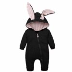 Surpyjama d'Halloween à oreilles de lapin pour bébé en coton Noire 3mois