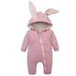 Surpyjama d'Halloween à oreilles de lapin pour bébé en coton Rose 3mois