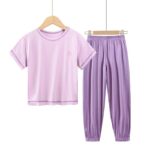 Surpyjama d'été de couleur unie pour adolescentes Violet 16-18 ans (170-180cm)