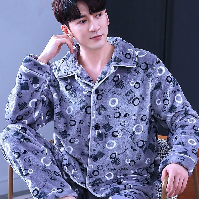 Surpyjama d'hiver à rayures en flanelle douce pour homme_12