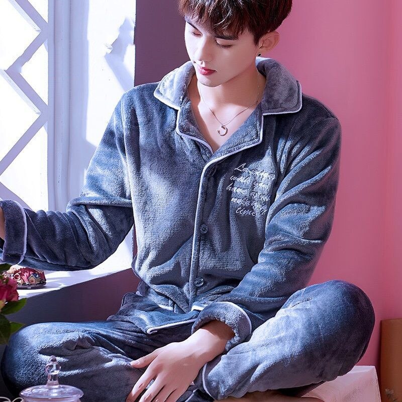 Surpyjama d'hiver à rayures en flanelle douce pour homme_18