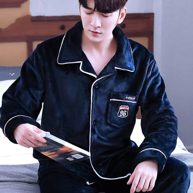 Surpyjama d'hiver à rayures en flanelle douce pour homme_22