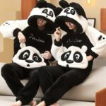 Surpyjama de Couple avec motif dessin en coton polaire Noire WOMEN-M