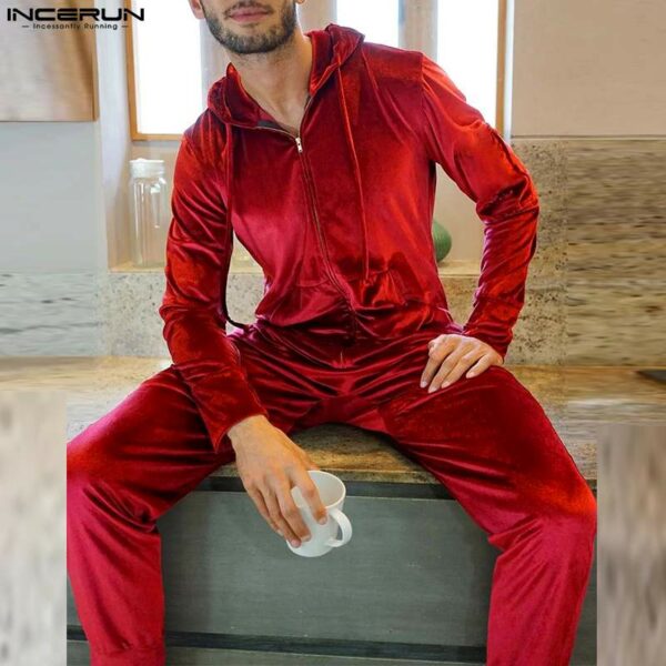 Surpyjama décontracté à capuche pour homme en polyester_1