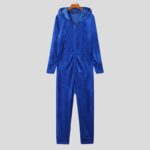 Surpyjama décontracté à capuche pour homme en polyester Bleue S