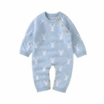 Surpyjama en coton tricoté pour bébé à motif lapin Bleue 3mois