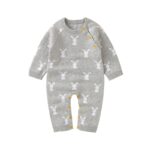 Surpyjama en coton tricoté pour bébé à motif lapin Grise 3mois