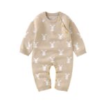 Surpyjama en coton tricoté pour bébé à motif lapin Kaki 3mois