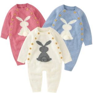 Surpyjama en coton tricoté pour bébé avec motif lapin_1