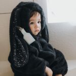 Surpyjama en forme de lapin à fermeture éclaire pour enfant Noire 73cm