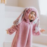 Surpyjama en forme de lapin à fermeture éclaire pour enfant Rose 73cm
