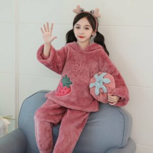 Surpyjama épais en peluche polaire pour fille_1