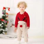 Surpyjama imprimé renne tricoté à la main pour bébé_5